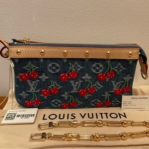 Louis Vuitton Takashi Murakami Cherry Denim Pochette Cerises New